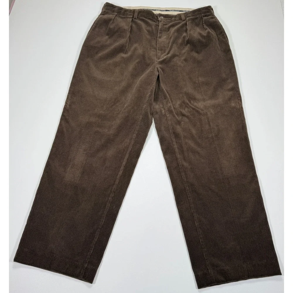 Polo Ralph Lauren Cords Corduroy Pants Mens 38x29.5 Brown Pleated Wide Wale 90s